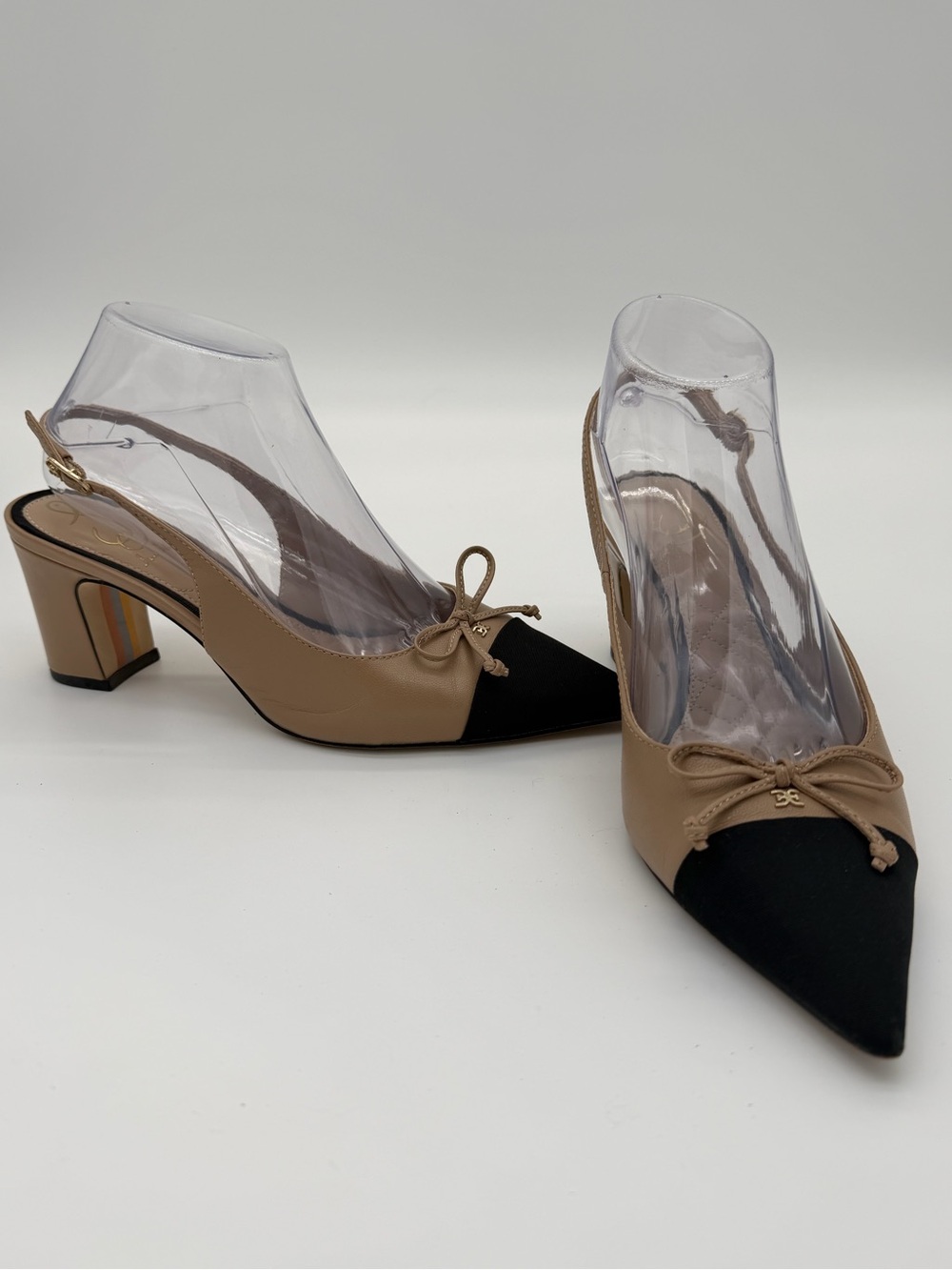 Sam Edelman Two-Tone Slingback Pumps in Beige and Black 7.5/38